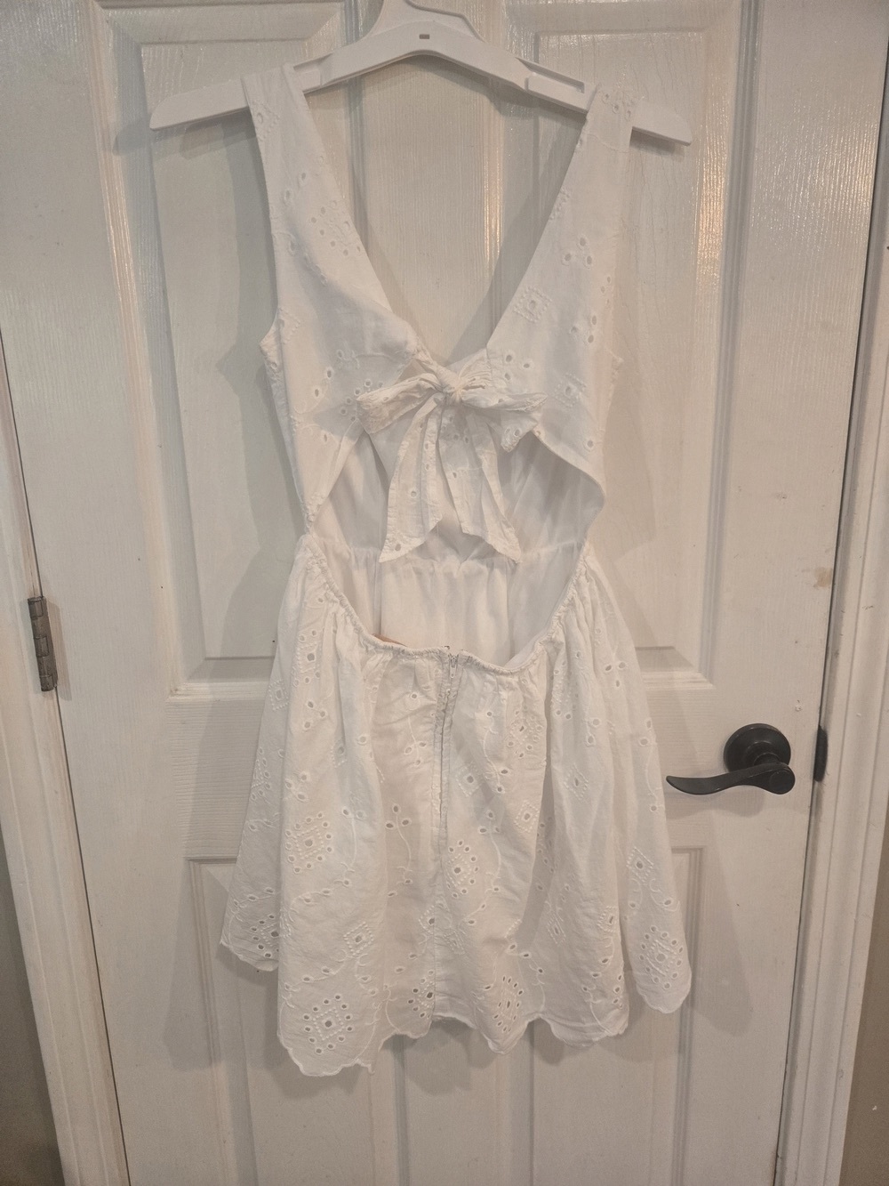 White Eyelet Mini Dress with Back Tie